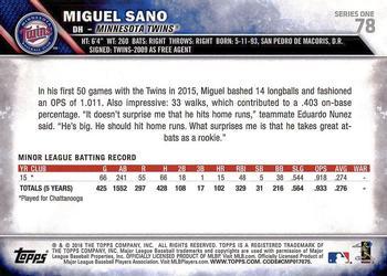 2016 Topps - Purple #78 Miguel Sano Back