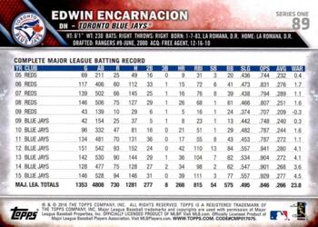 2016 Topps - Purple #89 Edwin Encarnacion Back