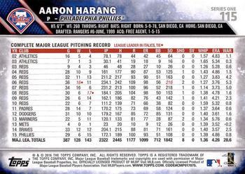 2016 Topps - Purple #115 Aaron Harang Back