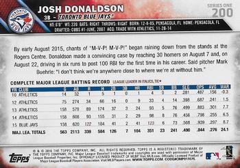 2016 Topps - Purple #200 Josh Donaldson Back
