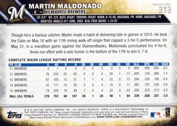 2016 Topps - Purple #313 Martin Maldonado Back