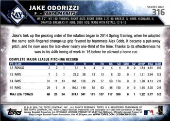 2016 Topps - Purple #316 Jake Odorizzi Back