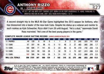 2016 Topps - Purple #327 Anthony Rizzo Back