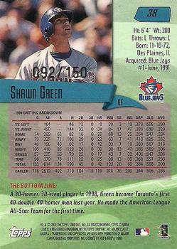 2000 Stadium Club - First Day Issue #38 Shawn Green Back
