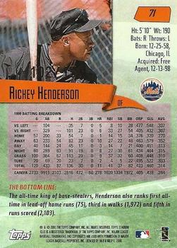 2000 Stadium Club - First Day Issue #71 Rickey Henderson Back