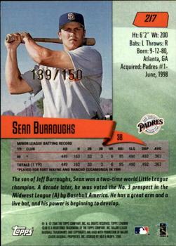 2000 Stadium Club - First Day Issue #217 Sean Burroughs Back