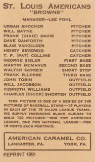 1991 1922 American Caramel (E120) Reprint #NNO Dixie Davis Back