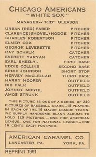 1991 1922 American Caramel (E120) Reprint #NNO George Leverett Back