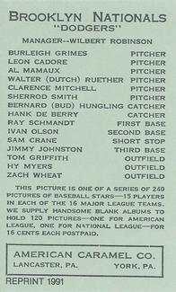 1991 1922 American Caramel (E120) Reprint #NNO Ray Schmandt Back