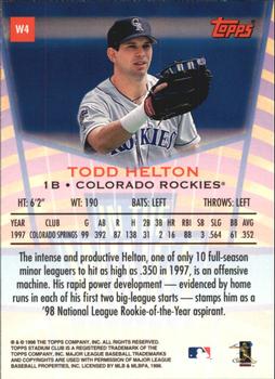 1998 Stadium Club - In the Wings #W4 Todd Helton Back