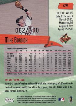 2000 Stadium Club Chrome - First Day Issue #179 Mike Bordick  Back