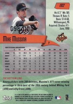 2000 Stadium Club Chrome - First Day Issue #192 Mike Mussina  Back