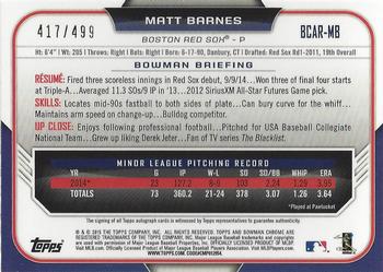 2015 Bowman - Chrome Rookie Autographs Refractor #BCAR-MB Matt Barnes Back