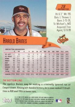 2000 Stadium Club Chrome - Refractors #28 Harold Baines  Back
