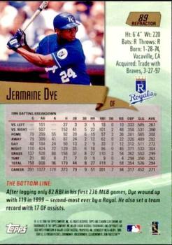 2000 Stadium Club Chrome - Refractors #89 Jermaine Dye Back