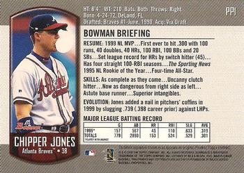 2000 Bowman - Pre-Production #PP1 Chipper Jones Back