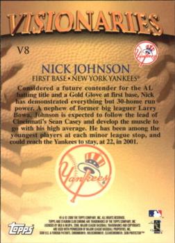 2000 Stadium Club Chrome - Visionaries #V8 Nick Johnson  Back