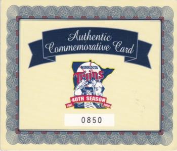 2000-09 Minnesota Twins Bobblehead Cards #NNO Tony Oliva Back