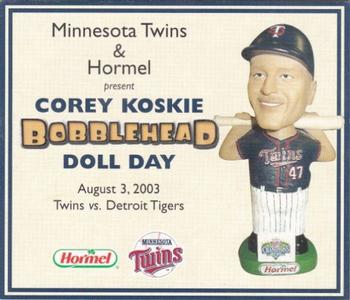 2000-09 Minnesota Twins Bobblehead Cards #NNO Corey Koskie Front