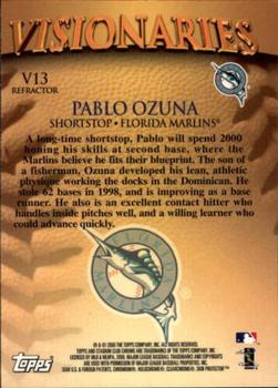 2000 Stadium Club Chrome - Visionaries Refractors #V13 Pablo Ozuna  Back