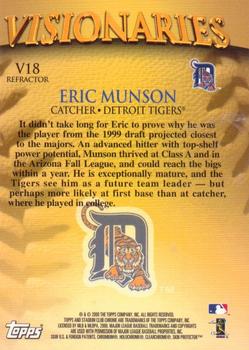 2000 Stadium Club Chrome - Visionaries Refractors #V18 Eric Munson  Back