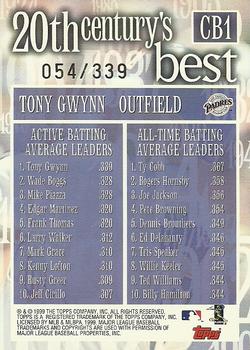 2000 Topps - 20th Century Best Sequential #CB1 Tony Gwynn Back