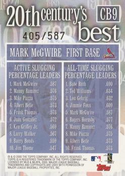 2000 Topps - 20th Century Best Sequential #CB9 Mark McGwire Back