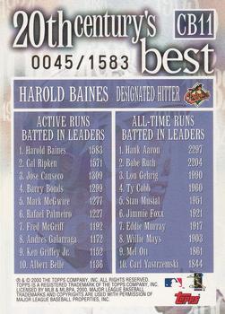 2000 Topps - 20th Century Best Sequential #CB11 Harold Baines Back