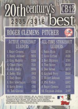 2000 Topps - 20th Century Best Sequential #CB12 Roger Clemens Back