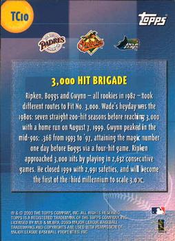 2000 Topps - Combos #TC10 3000 Hit Brigade (Tony Gwynn / Cal Ripken Jr. / Wade Boggs) Back