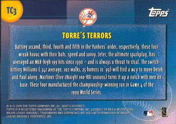 2000 Topps - Combos #TC3 Torre's Terrors (Paul O'Neill / Derek Jeter / Bernie Williams / Tino Martinez) Back