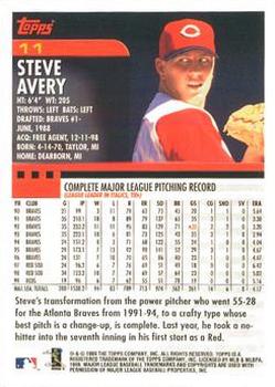 2000 Topps - Home Team Advantage #11 Steve Avery Back
