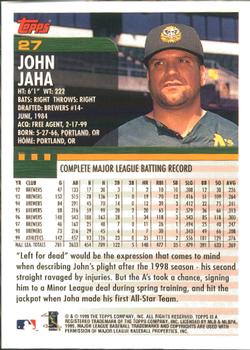 2000 Topps - Home Team Advantage #27 John Jaha Back