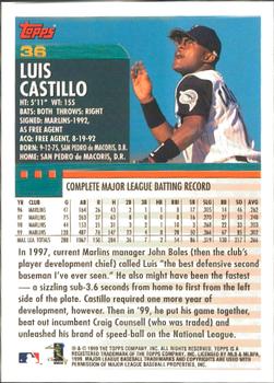 2000 Topps - Home Team Advantage #36 Luis Castillo Back