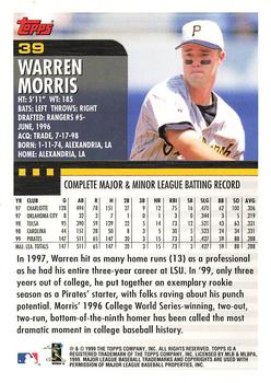 2000 Topps - Home Team Advantage #39 Warren Morris Back