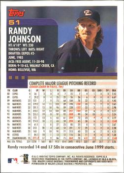 2000 Topps - Home Team Advantage #51 Randy Johnson Back