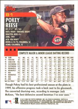 2000 Topps - Home Team Advantage #81 Pokey Reese Back