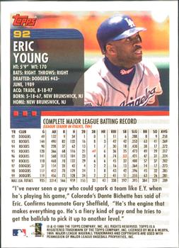 2000 Topps - Home Team Advantage #92 Eric Young Back