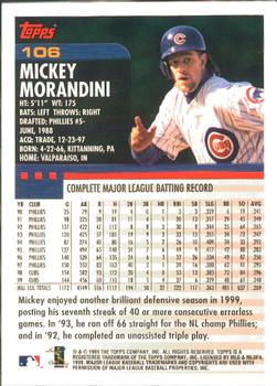 2000 Topps - Home Team Advantage #106 Mickey Morandini Back