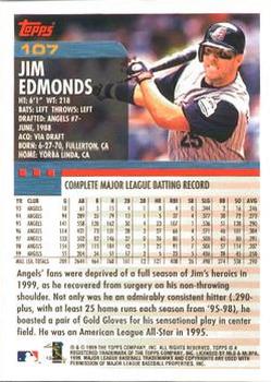 2000 Topps - Home Team Advantage #107 Jim Edmonds Back