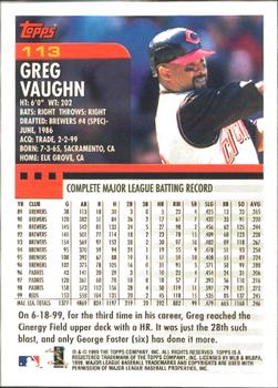 2000 Topps - Home Team Advantage #113 Greg Vaughn Back