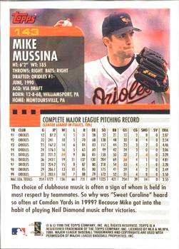 2000 Topps - Home Team Advantage #143 Mike Mussina Back