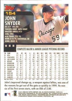 2000 Topps - Home Team Advantage #154 John Snyder Back