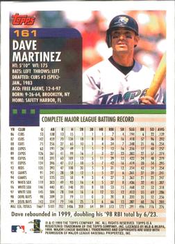 2000 Topps - Home Team Advantage #161 Dave Martinez Back