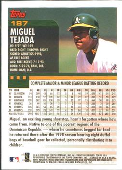 2000 Topps - Home Team Advantage #187 Miguel Tejada Back
