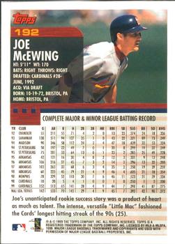 2000 Topps - Home Team Advantage #192 Joe McEwing Back