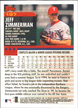2000 Topps - Home Team Advantage #197 Jeff Zimmerman Back