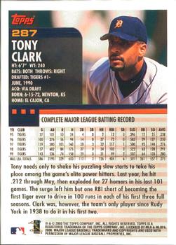 2000 Topps - Home Team Advantage #287 Tony Clark Back