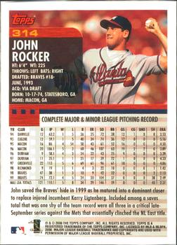 2000 Topps - Home Team Advantage #314 John Rocker Back