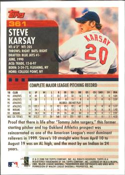 2000 Topps - Home Team Advantage #361 Steve Karsay Back